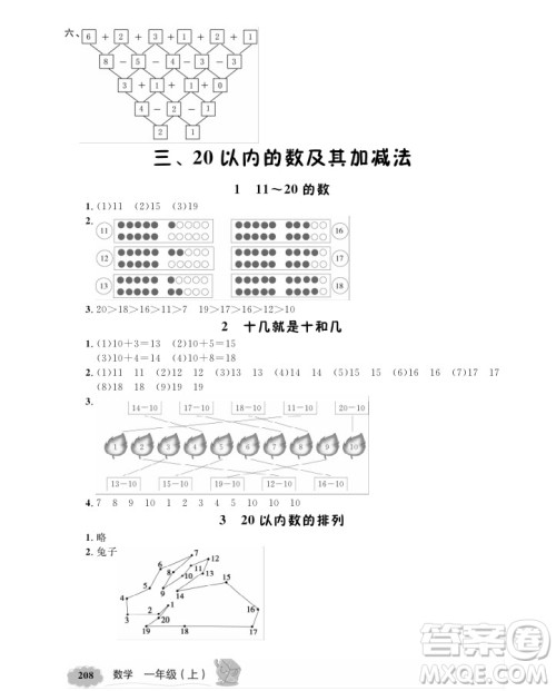 2018版新教材全解数学1年级上册参考答案 2018版新教材全解数学1年级上册参考答案