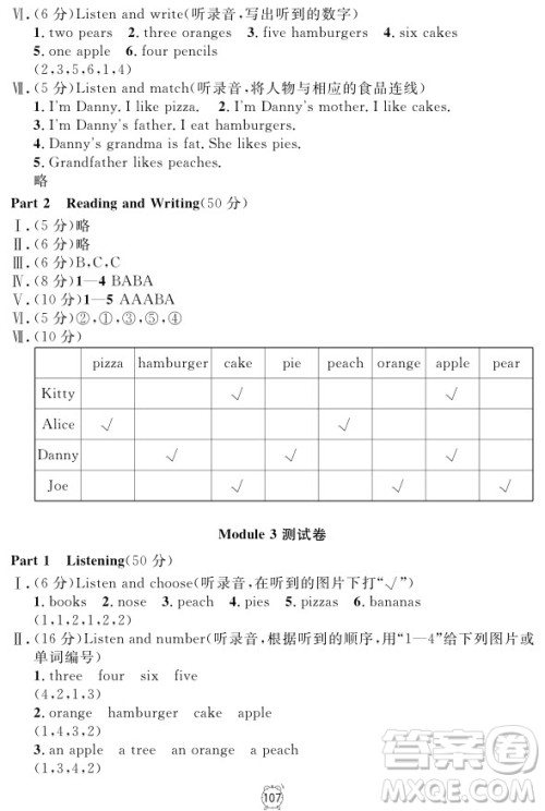 2018全新版英语钟书金牌金试卷一年级上册参考答案