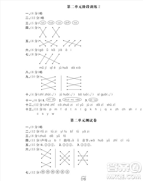 2018全新版语文钟书金牌金试卷一年级上册参考答案 2018全新版语文钟书金牌金试卷一年级上册参考答案