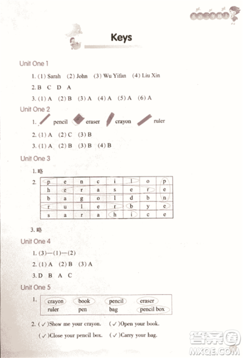2018每课一练英语人教版三年级上册参考答案 2018每课一练英语人教版三年级上册参考答案