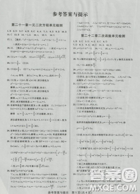 2018年考点同步解读数学九年级上册参考答案