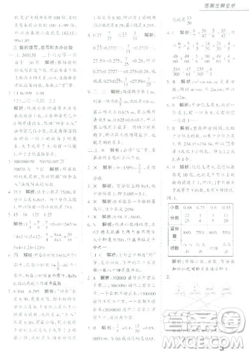 中教万联2018小升初名校直通车数学参考答案