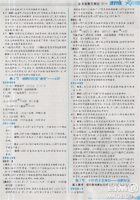 2018新版同步导学案课时练生物必修1人教版答案