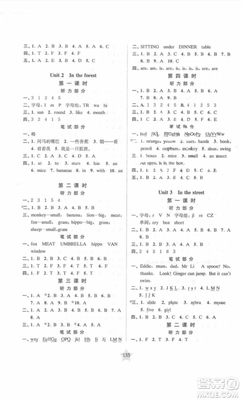 2018交大之星课后精练卷二年级英语上册参考答案 2018交大之星课后精练卷二年级英语上册参考答案