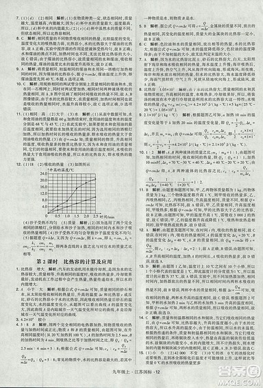 2018年经纶学典学霸题中题九年级物理江苏国标版参考答案