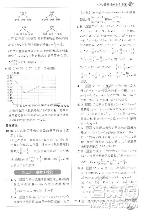 2018教材1+1九年级上册数学人教版参考答案