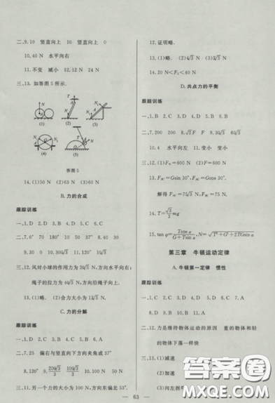 2018钟书金牌金牌教练高一年级上册物理参考答案