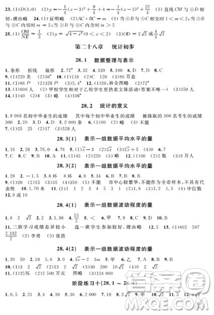 2018全新修订版钟书金牌上海作业九年级上数学参考答案