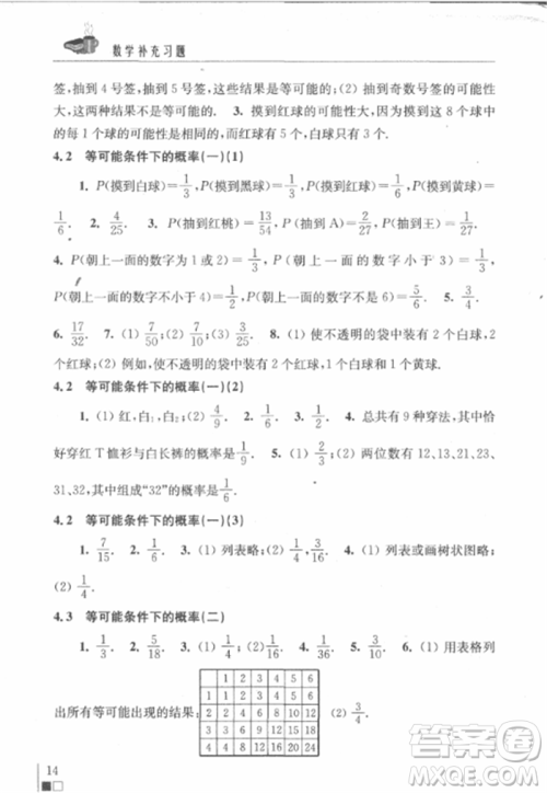 2018秋数学补充习题九年级上册苏科版参考答案 2018秋数学补充习题九年级上册苏科版参考答案