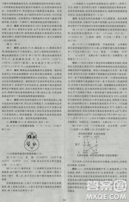 新版2018新课标单元测试卷高中生物必修2人教版参考答案 新版2018新课标单元测试卷高中生物必修2人教版参考答案