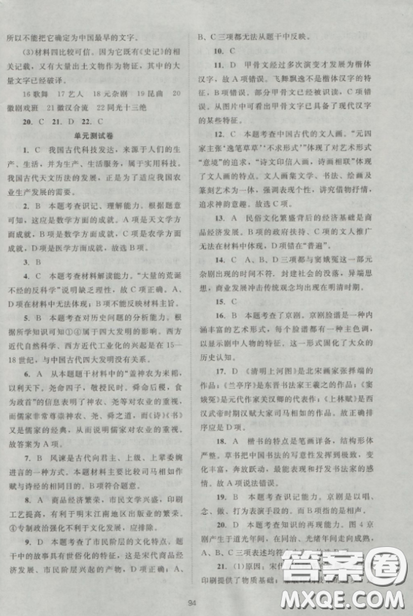 2018新课标单元测试卷人教版高中历史必修3参考答案