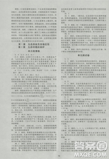 2018新课标单元测试卷人教版高中生物必修3参考答案