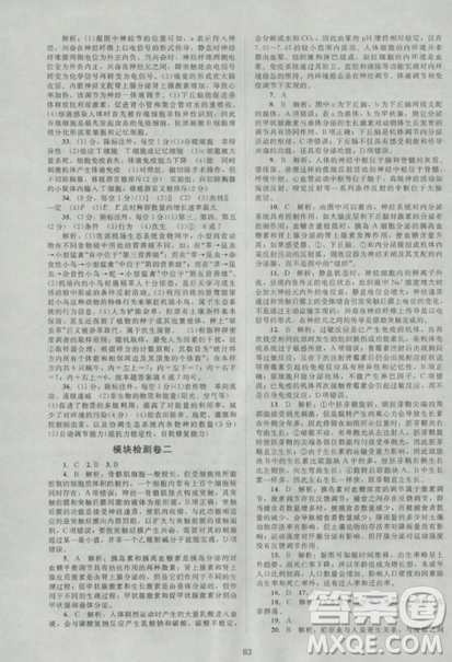 2018新课标单元测试卷人教版高中生物必修3参考答案