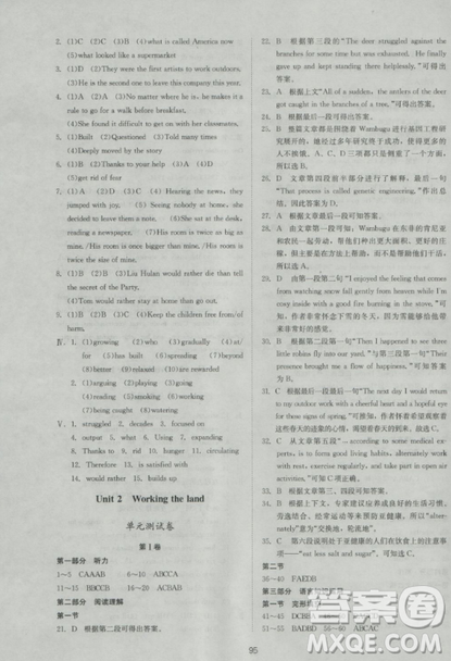 2018新课标单元测试卷人教版高中英语必修4参考答案