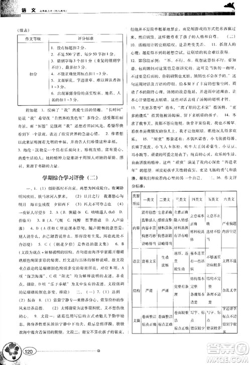 2018南方新课堂金牌学案七年级上册语文人教版参考答案