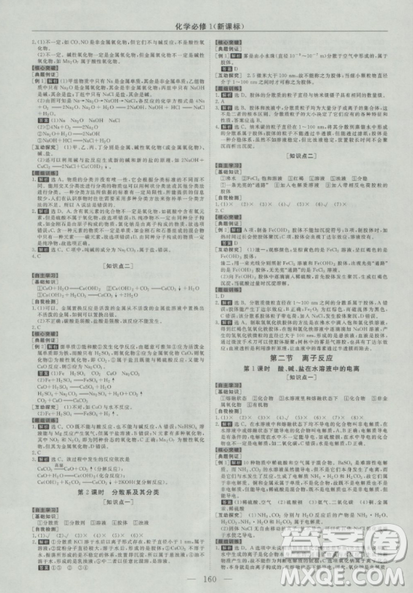 2019高中同步创新课堂优化方案人教版高中化学必修1参考答案