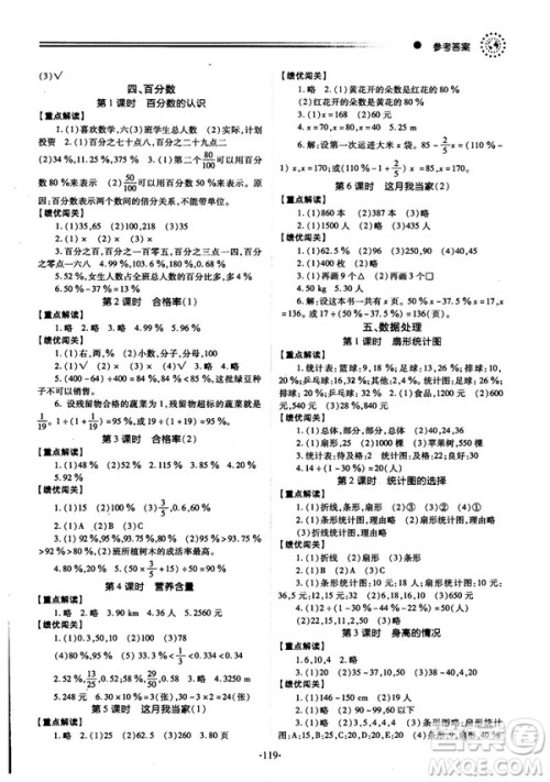 2018年最新版小学生绩优学案六年级数学上册参考答案 2018年最新版小学生绩优学案六年级数学上册参考答案