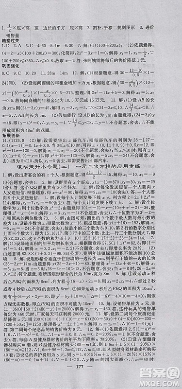 人教版2018年课堂点睛九年级数学上册参考答案 人教版2018年课堂点睛九年级数学上册参考答案