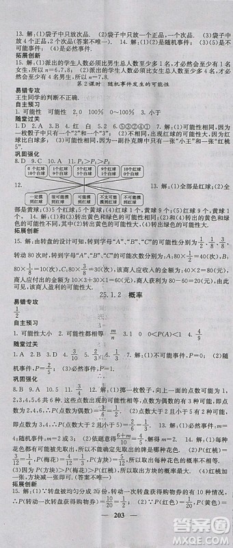 人教版2018年课堂点睛九年级数学上册参考答案 人教版2018年课堂点睛九年级数学上册参考答案