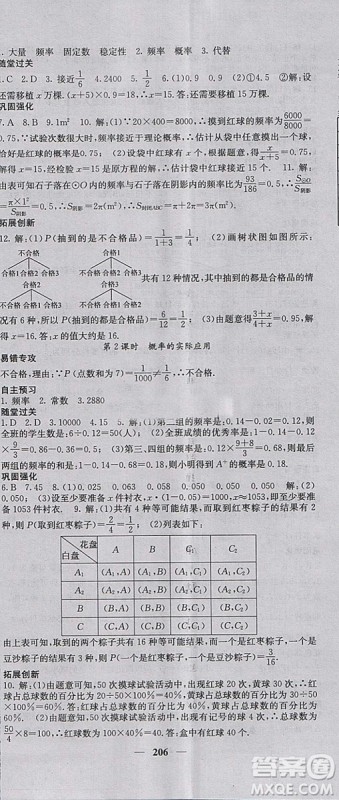 人教版2018年课堂点睛九年级数学上册参考答案 人教版2018年课堂点睛九年级数学上册参考答案