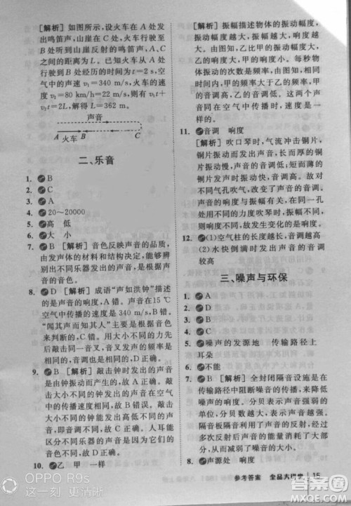 2018秋全品大讲堂初中物理八年级上册北师大版参考答案 2018秋全品大讲堂初中物理八年级上册北师大版参考答案