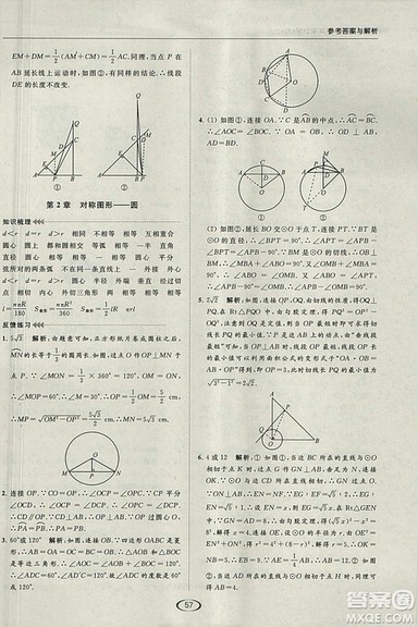 亮点给力提优课时作业本2018秋数学九年级上江苏版参考答案