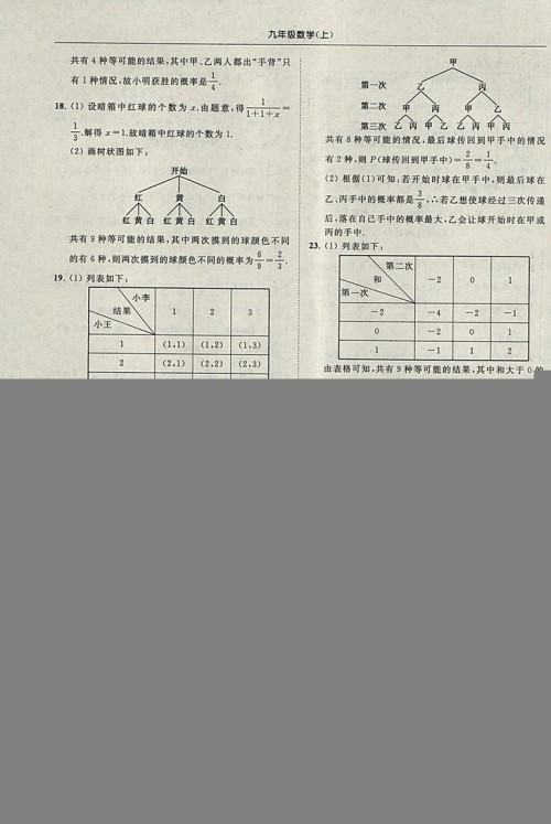 亮点给力提优课时作业本2018秋数学九年级上江苏版参考答案