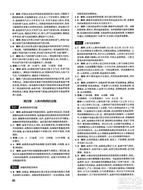 中考复习资料新版学霸错题笔记初中生物参考答案