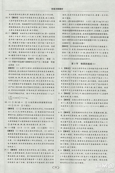 沪教版2018年亮点给力提优课时作业本九年级化学上册参考答案