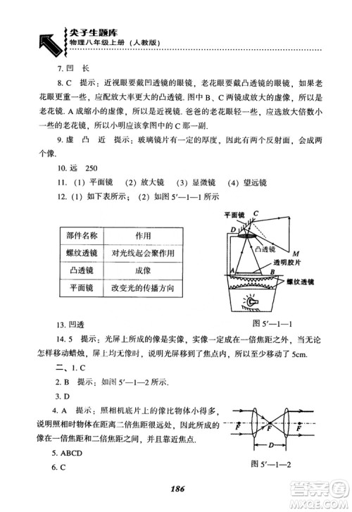 2018年尖子生题库物理八年级上册人教版参考答案