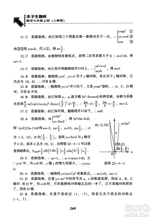2018年新版秋季尖子生题库数学9年级上册RJ人教版参考答案