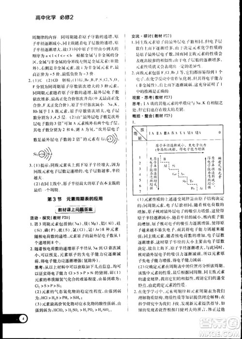 王后雄学案2019新版教材完全解读鲁科版高中化学必修2参考答案