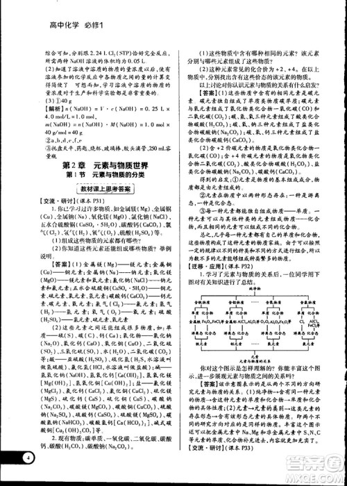 2019教材完全解读鲁科版高中化学必修1参考答案