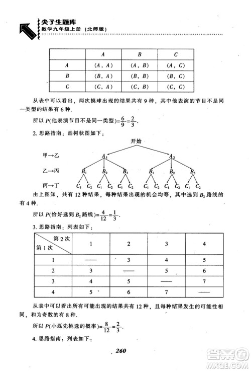 2018年秋尖子生题库九年级数学上册北师版BS参考答案 2018年秋尖子生题库九年级数学上册北师版BS参考答案
