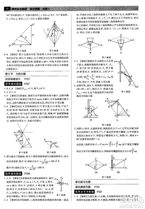 人教版2019最新教材完全解读高中物理必修1参考答案