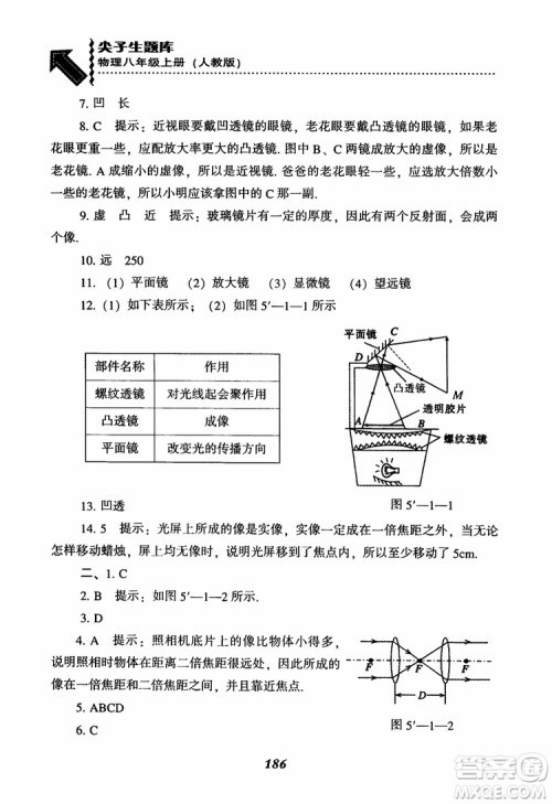 2018年尖子生题库新升级物理八年级上册人教版参考答案