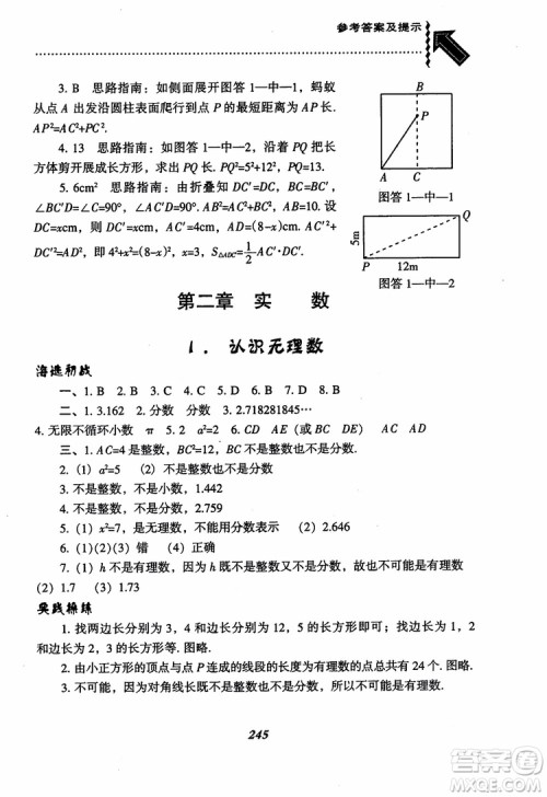 尖子生题库8年级上册数学BS北师大版2018参考答案 尖子生题库8年级上册数学BS北师大版2018参考答案