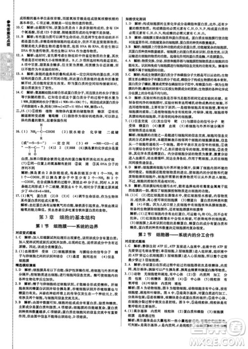 2018版倍速学习法高中生物必修1分子与细胞人教版答案