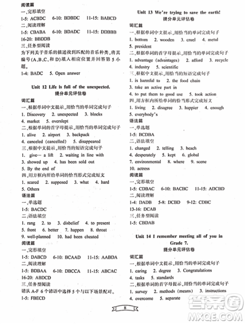 2018重点中学与你有约九年级英语全一册人教RJ版答案