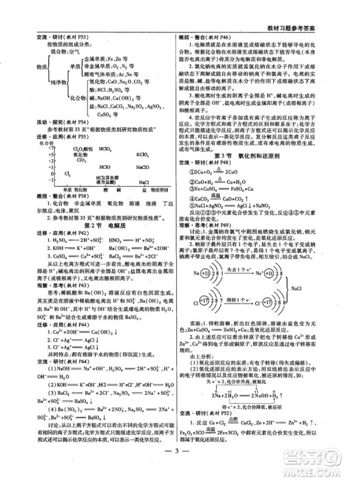 教材解读与拓展2019鲁科版高中化学必修1参考答案