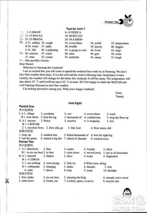 2018秋学习与评价八年级上册英语配译林版义务教育教科书江苏版答案 2018秋学习与评价八年级上册英语配译林版义务教育教科书江苏版答案