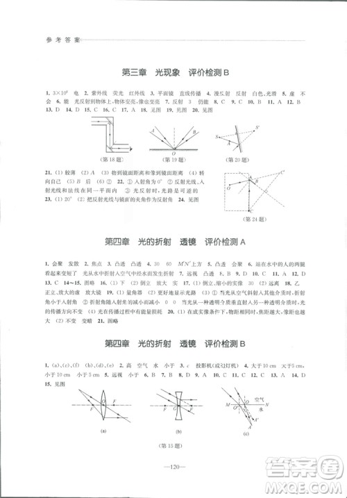 2018秋学习与评价八年级上册物理苏科版参考答案 2018秋学习与评价八年级上册物理苏科版参考答案