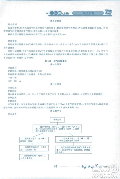 2018资源与评价科学三年级上册教科版参考答案 2018资源与评价科学三年级上册教科版参考答案