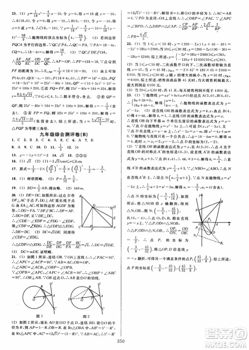 2019版全优方案夯实与提高数学九年级全一册下分册浙教版参考答案
