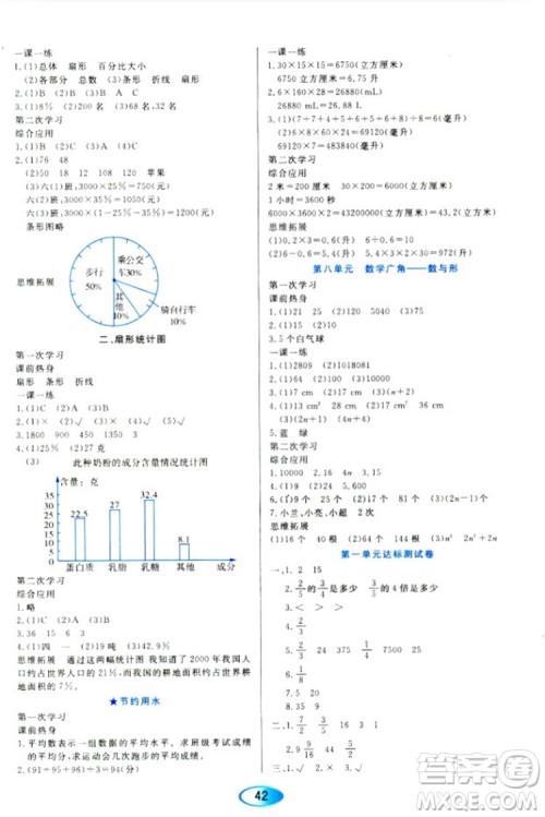 2018人教版资源与评价六年级上册数学参考答案