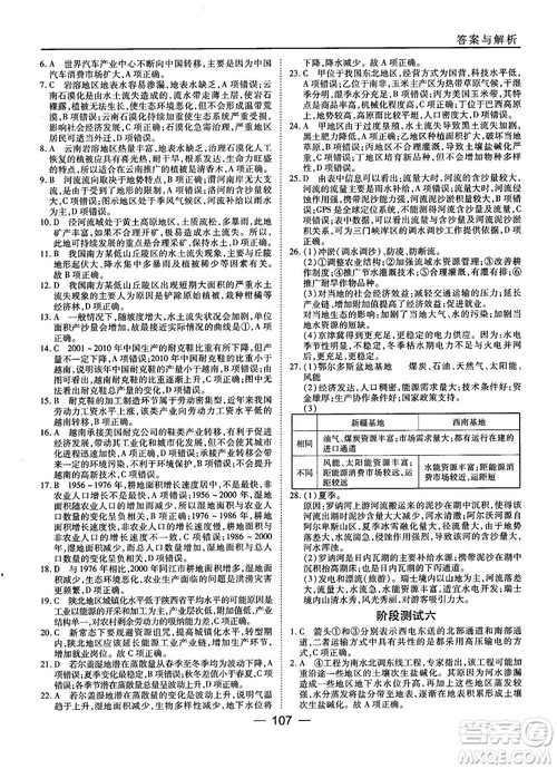 湘教版45分钟课时作业与单元测试地理必修3参考答案