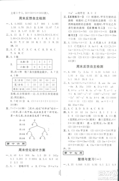 2018亮点给力周末优化设计大试卷数学五年级上册新课标江苏版答案