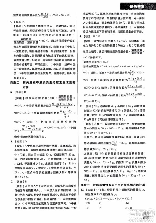 2018年学而思秘籍初中化学推断计算专项突破练习册参考答案