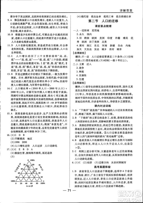 45分钟课时作业与单元测试高中地理必修2中国版参考答案