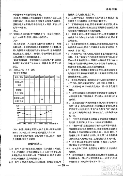 45分钟课时作业与单元测试高中地理必修2中国版参考答案